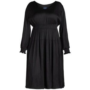 NWT, SZ M (8-10) Plisse Satin Midi Dress, Black
